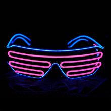 Hetang Yuese Bril met Knipperende LED Zonnebril, Oplichtende Kostuums voor 80's EDM Party RB03 (Blauw