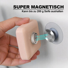 Magnetische zeepbak met zuignap | Magnetische zeepbak voor aan de muur, roestvrij staal, geen boren