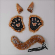 Tuta in pelliccia di volpe Hu Fluffy per adolescenti e adulti con orecchie e kit Gs Yogu 3 colori
