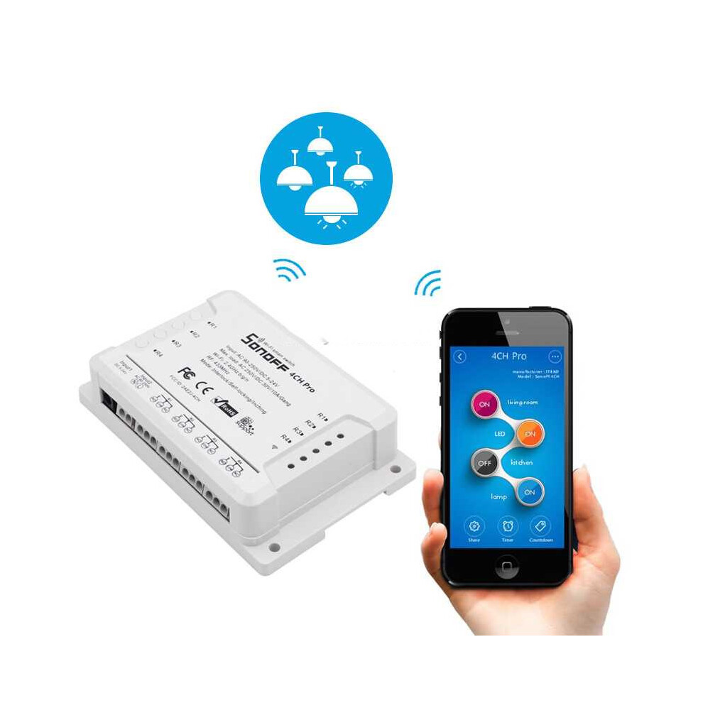 Sonoff 4Ch Pro 433Mhz Remote Control + Wifi Smart Timer Switch 766262144530