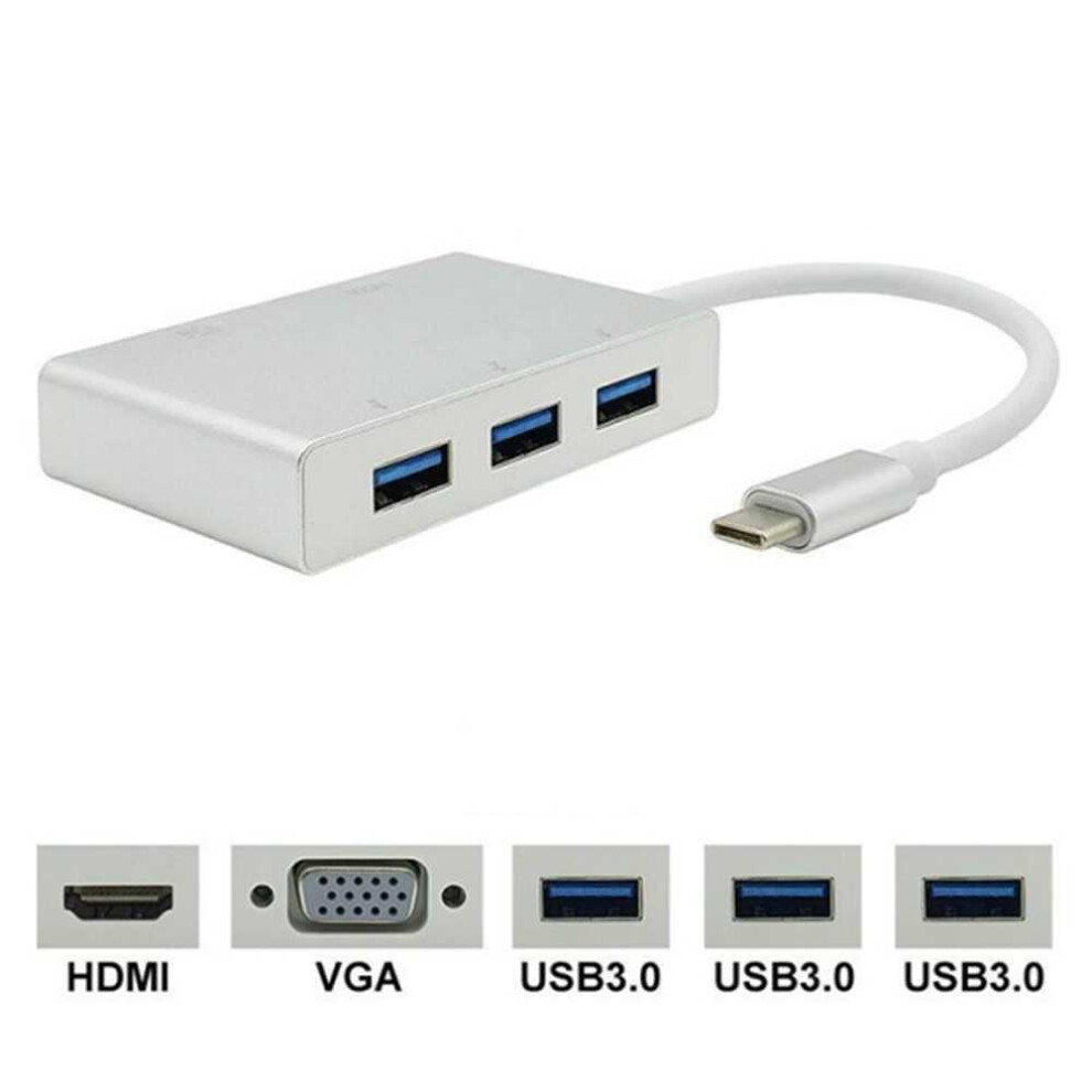 Usb C To Hdmi Vga Usb Hub Adapter 5 In 1 Usb 3.1 Converter For Laptop For Macbook 766262143588