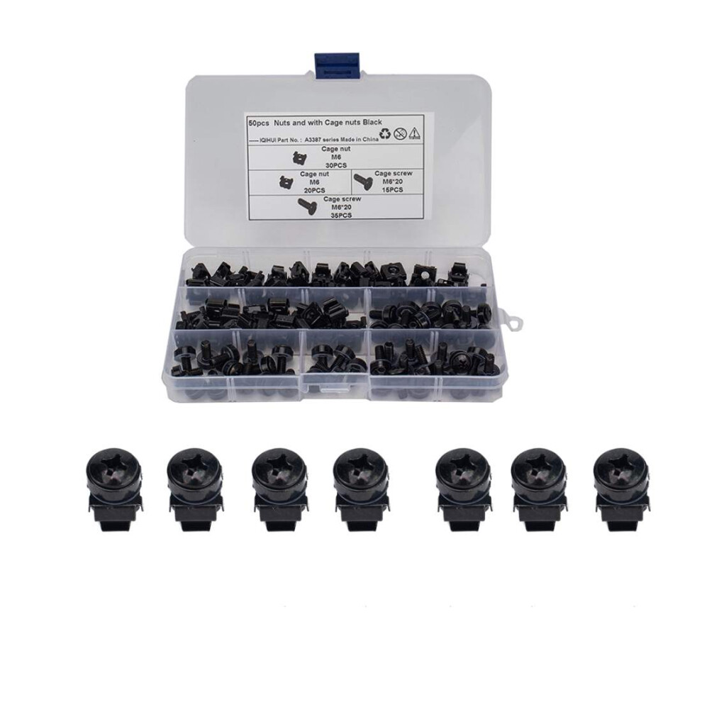 50 Pcs Cage Nuts And Screw Cage Nuts M6 + Rack Screws M6x20 766262145773