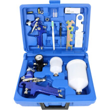 HVLP Air Gravity Spray Gun Set, 2-Sprayer Paint Gun, 0.8mm 150ml & 1.4mm 600ml Auto Gravity Feed Painting with Locking Air Pressure Regulator Gauge Ai
