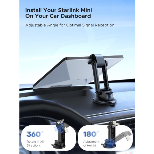 Mini Car Mount for Dashboard, Mounting Kit, [High Strength Suction Base, Angle-Adjustable, Easy Install] Car Suction Cup Mount for Stable Setup While 1
