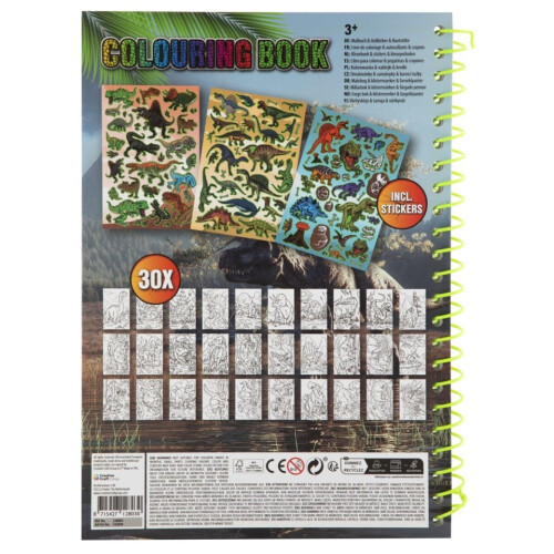 Dino Colouring book A4, 30 sheets +5 pencils