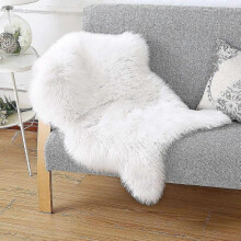 Faux Lambskin Sheepskin Rug Faux Fur Decorative Fur Imitation Lambskin Rug Longhair Fur Imitation Wool Bedside Rug Sofa Mat (60 X 90 Cm), White / Pink