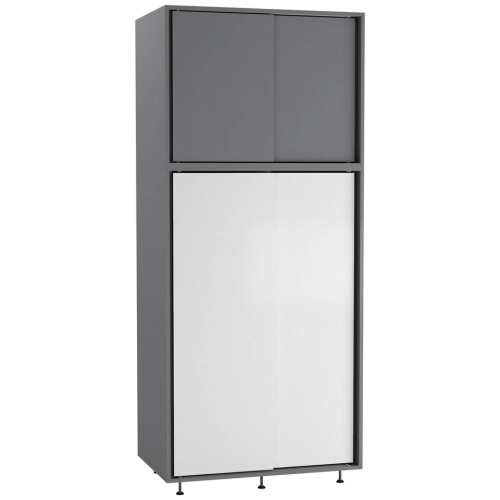 URBN Living (Grey with White Doors) 180cm 4 Sliding Doors Wardrobe Bedroom Storage Closet Hanging Rail Cupboard Unit 1