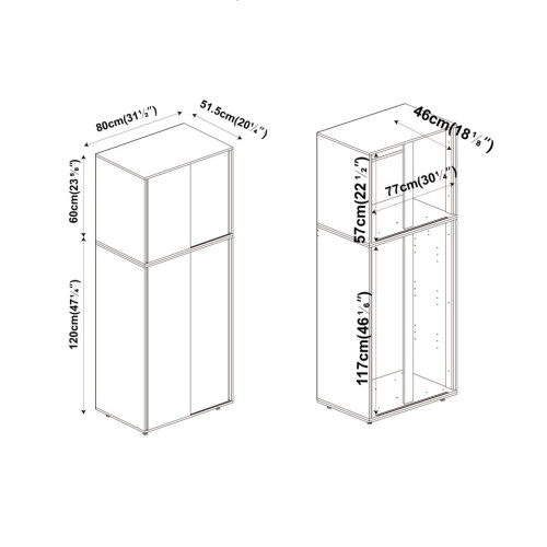 URBN Living (Grey with White Doors) 180cm 4 Sliding Doors Wardrobe Bedroom Storage Closet Hanging Rail Cupboard Unit 2