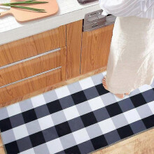 Black And White Buffalo Check Rug Antiskid Velvet Kitchen Rug Mat 23.6"x51"