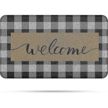 Door Mat Indoor Outdoor Doormats Welcome Mats for Front Door Plaid Rug Black And