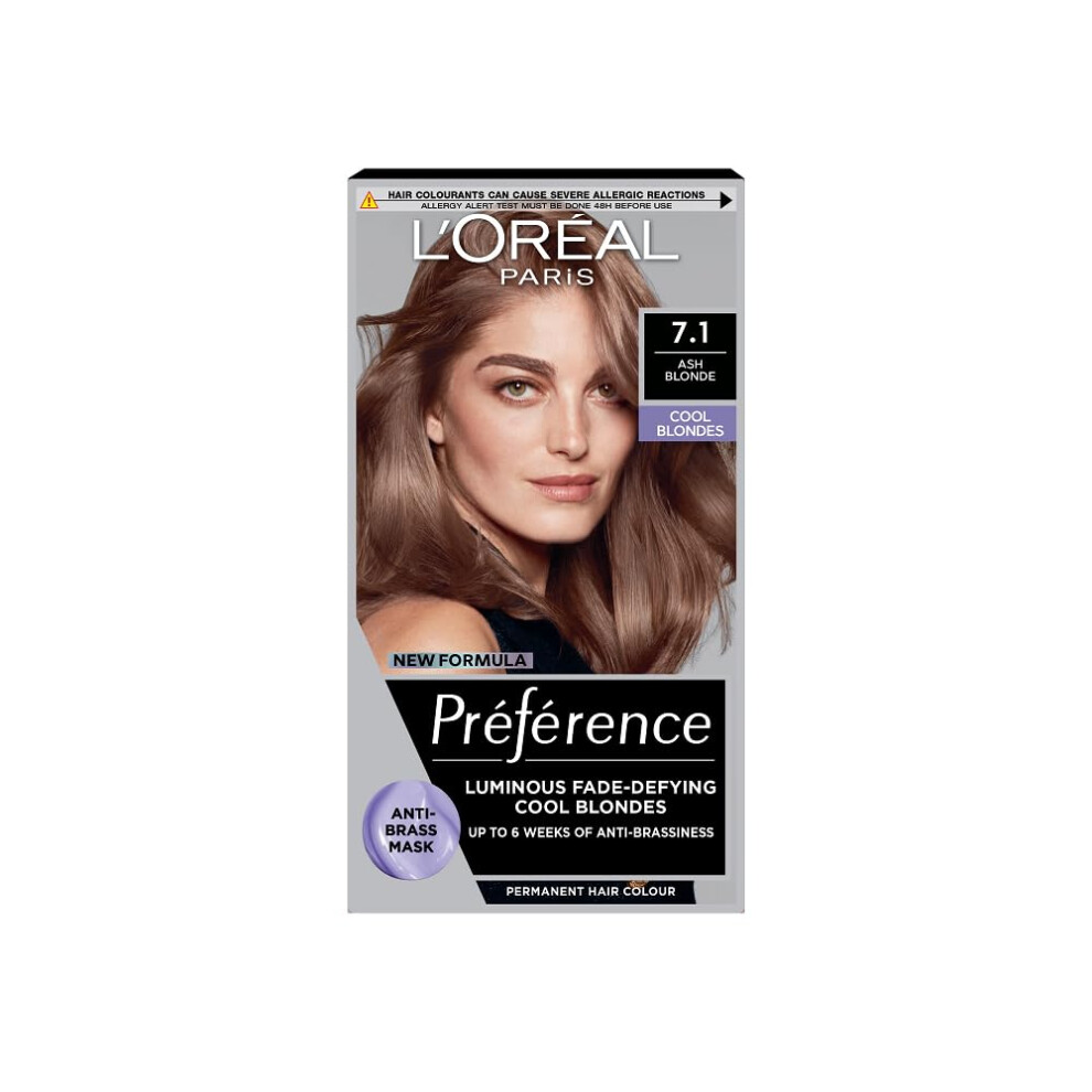 New L’oréal Paris L'oreal Paris Preference Hair Dye, Long Lasting, Luminous Permanent Hair Colour, 7.1 Ash Blonde