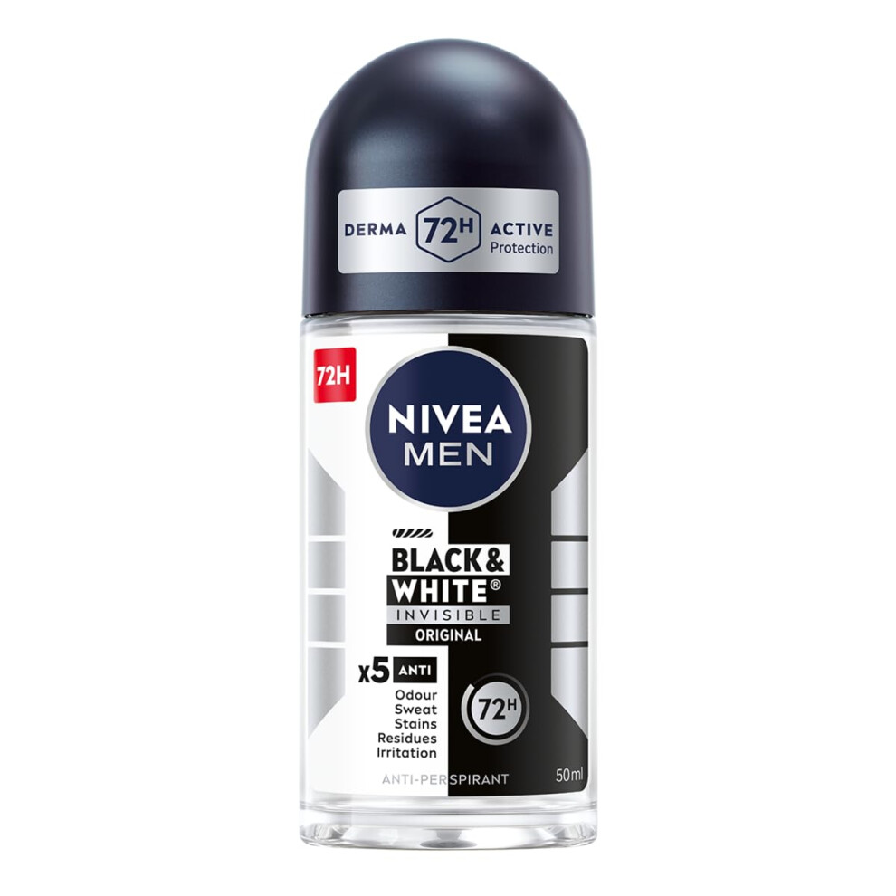 Nivea Men's Black/White & 48 H Invisible Original Antiperspirant In The Ball For 50 Ml