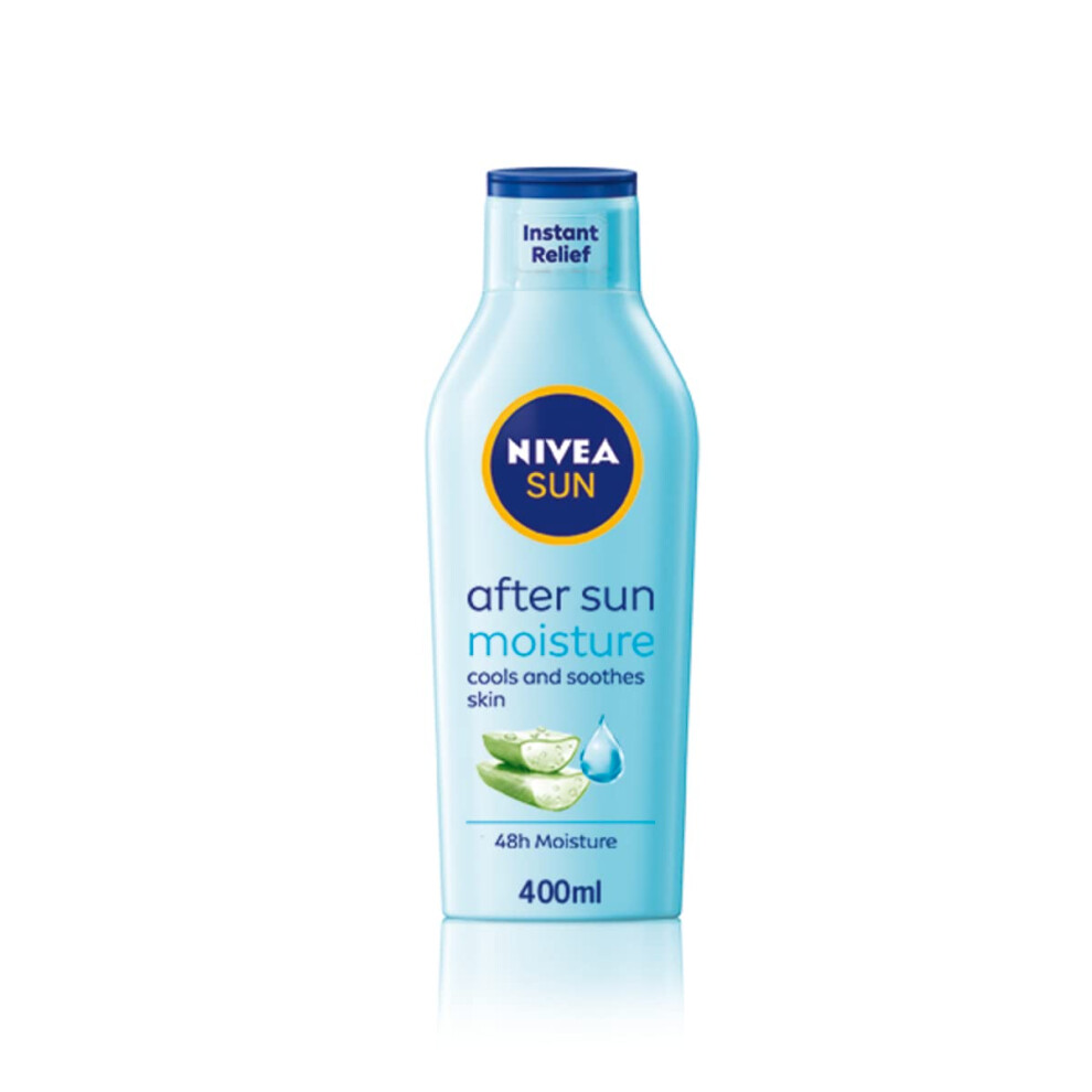 NIVEA SUN After Sun Moisturising Soothing Lotion (400 ml), Cooling Moisturiser with Aloe Vera, Naturally Soothing After Sun Care with 24-Hour Effecti