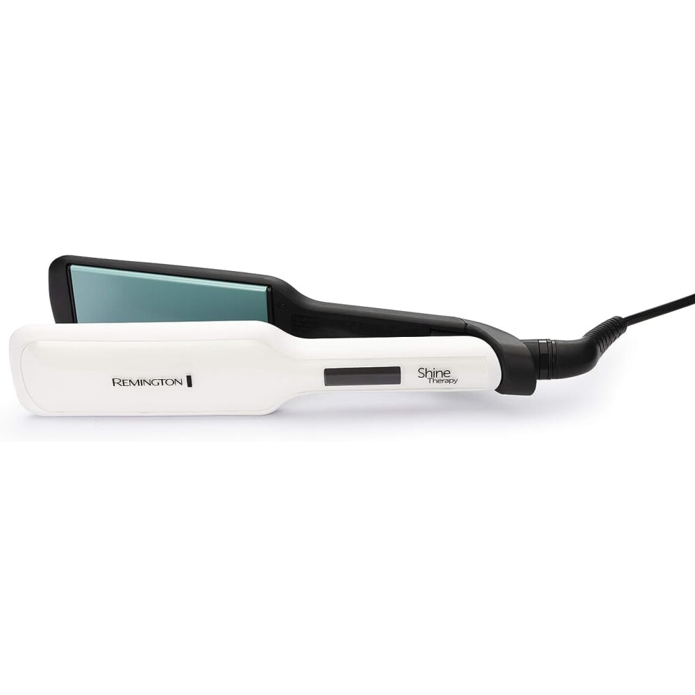 Remington Shine Therapy Wide (45mm) Floating Plate Hair Straightener with Advanced Ceramic coating infused with Moroccan Argan Oil for sleek & smooth