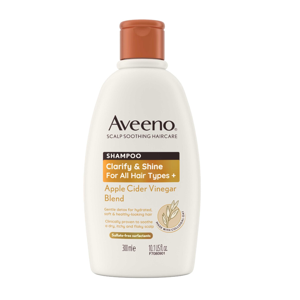 Aveeno Clarify and Shine Apple Cider Vinegar Scalp Soothing Shampoo for all Hair Types 300ml