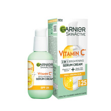 Garnier Vitamin C Serum Cream, 2in1 Formula With 20% Vitamin C serum & SPF 25 Moisturiser, Hydrate & Reveal Bright Glowing Skin, Organic & Vegan Form