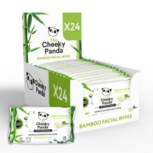 The Cheeky Panda Bamboo Facial Make Up Remover Wipes | Eco Friendly Face Wipes Eye Makeup Remover | Rose Scented Face Wipes Multipack | 24 Packs of 2