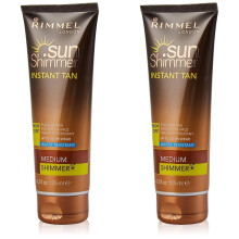 Rimmel Sunshimmer Water Resistant Instant Tan Wash Off Shimmer - Medium (Pack of 2)