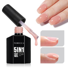 TOMICCA Builder Nail Gel, 15ML 5 in 1 Builder Base Strengthening Gel, Nude Pink UV Builder Gel for Hard Strong Nails Tips & Extensions, Nails Repair,