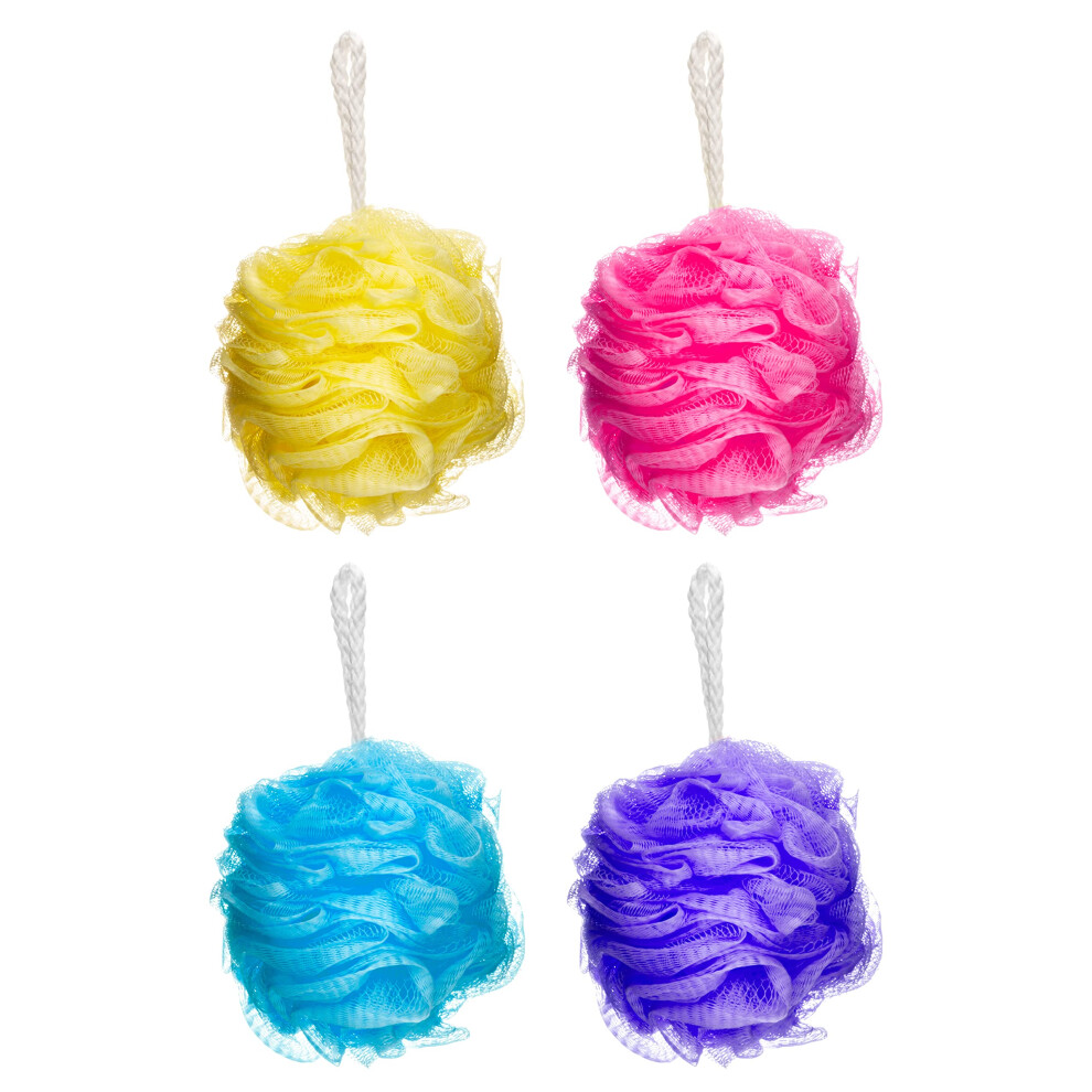Elysium Spa Pack Of 4 Mesh Exfoliating Bath And Shower Body Puff Sponges