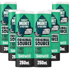 Original Source Mint and Tea Tree Shower Gel, 100 Percent Natural Fragrance, Vegan, Cruelty Free, Paraben Free, Bulk Buy, Pack of 6 x 250 ml
