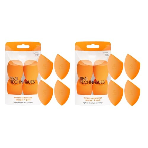Real Techniques Real Techniques Miracle Complexion Beauty Sponge Makeup Blender Set, Orange, (Pack of 8)