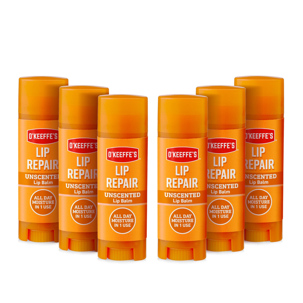 O'keeffe's Lip Repair Unscented Lip Balm 4.2G (Pack Of 6)