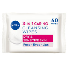 NIVEA Biodegradable Cleansing Wipes Dry Skin (40 sheets), Biodegradable Wipes made from 100% Plant Fibres, Make-Up Wipes, Face Wipes Makeup Remover,