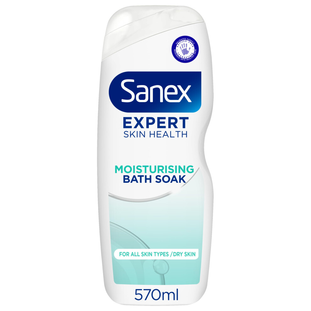 Sanex Expert Skin Health Moisturising Bath Soak 570Ml - Bath Soak Men And Women - Bath Foam - Advanced Prebiotic Formula - Smooth And Hydrated Feelin Cream