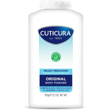 CUTICURA Mildly Medicated Talcum Body Powder 150g, Packaging May Vary, Many Uses Personal Hygiene, Prevent Smudging After Self-Tanning & Facial Makeu