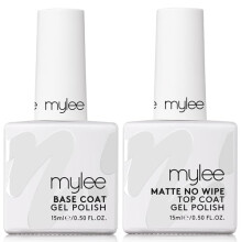 Mylee Nail Gel Polish Top & Base Coat, UV/LED Soak-Off Nail Art Manicure Pedicure for Salon & Home Use - Lasts up to 2 Weeks, Easy to Apply, Durable