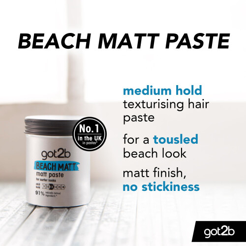 Schwarzkopf Got2b Beach Matt, Medium Hold, No Stickiness, Matt Texture Hair Paste, 100ml 1