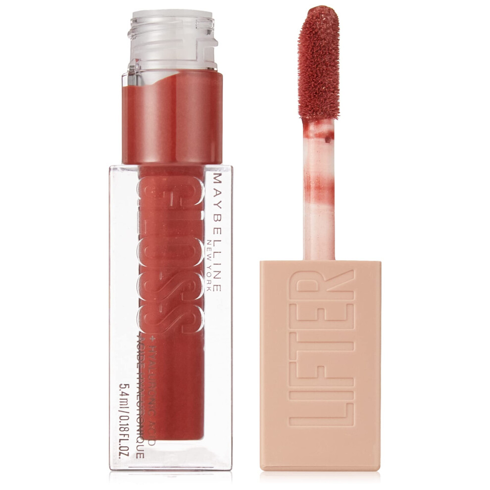 Maybelline Men's Lifter Gloss Bronzed Lip Gloss, Lasting Hydration Formula With Hyaluronic Acid, Non Sticky, 016 Rust