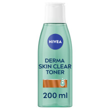 NIVEA Derma Skin Clear Toner (200ml), Cleansing and Hydrating Toner, Salicylic Acid Toner Enriched with Niacinamide to Rebalance The Skin and Remove