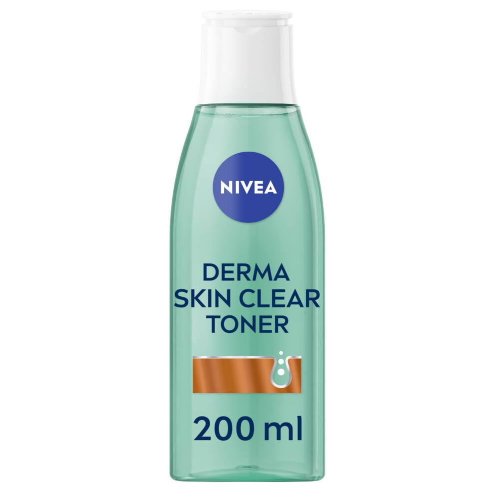 NIVEA Derma Skin Clear Toner (200ml), Cleansing and Hydrating Toner, Salicylic Acid Toner Enriched with Niacinamide to Rebalance The Skin and Remove