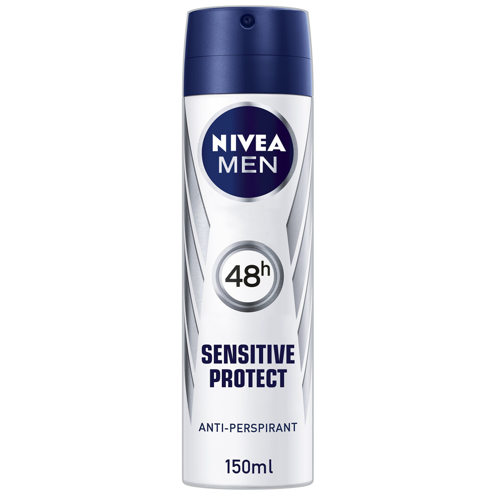 Nivea Men's Orange Antiperspirant Spray Sensitive Protect 48 Hours Deodorant, 150 Ml