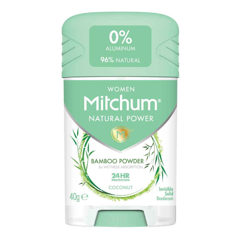 Mitchum Women Natural Deodorant Stick, Aluminium Free, Vegan, 96 Percentage Natural Ingredients, Coconut, 40 G Black