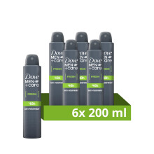 Dove Men+Care Fresh Anti-Perspirant Aerosol Deodorant Spray with ¼ moisturising cream for 48 hour sweat and odour protection 6x 200 ml