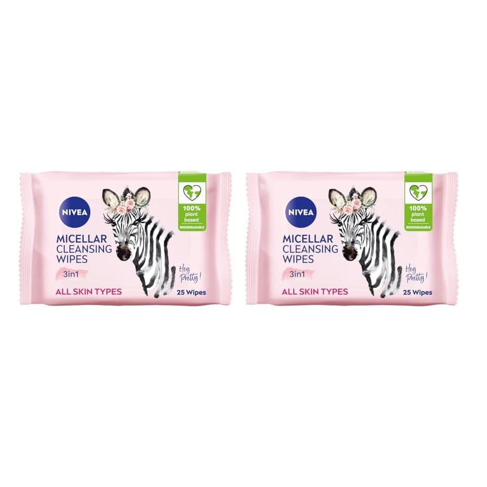Nivea Micellair Skin Breathe Biodegradable Make-Up Remover Wipes (25 Sheets), Makeup Remover Micellar Wipes, Biodegradable Wipes, Face Wipes Makeup R