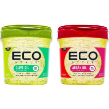 Eco Style Hair Styling Gel Set, 1 x Olive Oil 473 ml & 1 x Argan Oil 473 ml, Eco Styler, Hydrate and Style, Alcohol-Free