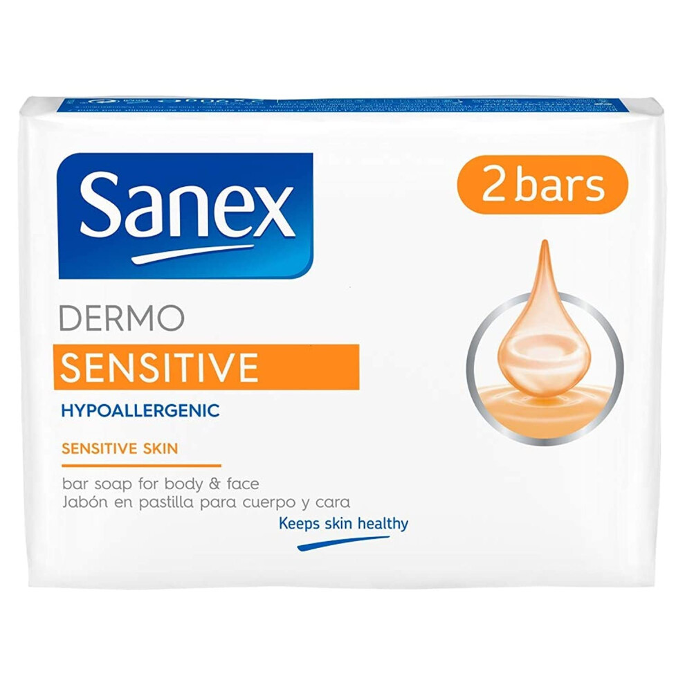 Sanex Sensitive Skin Bar Soap 90G 2 Pack - Hand Soap - Specifically Developed For Sensitive Skin On The Face And Body