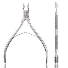 Jestilo Cuticle Remover Tool Set Cutter and Pusher - Stainless Steel Professional Nipper Nail Care Tools Salon Level Mani-Pedi at Home Silver (Silver