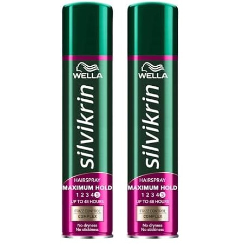 Wella Wella Silvikrin Maximum Hold Hairspray, 400ml (Pack of 2)