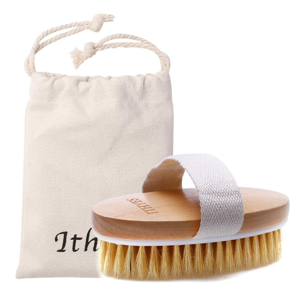 Ithyes Dry Brushing Body Brush Exfoliating Brush Natural Bristle Bath Brush For Remove Dead Skin Toxins Cellulite,Treatment,Improves Lymphatic Functi