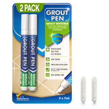 Grout Pen Twin Pack – White – Easy Tile Grout Restorer for Bathroom & Kitchen – Covers Stains & Mould