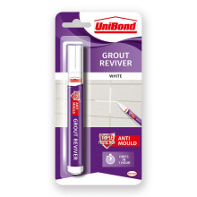 Unibond White Grout Reviver Pen 7ml – Tile Joint Whitener for Bathrooms – Easy to Use, Restore Faded or Discoloured Grout