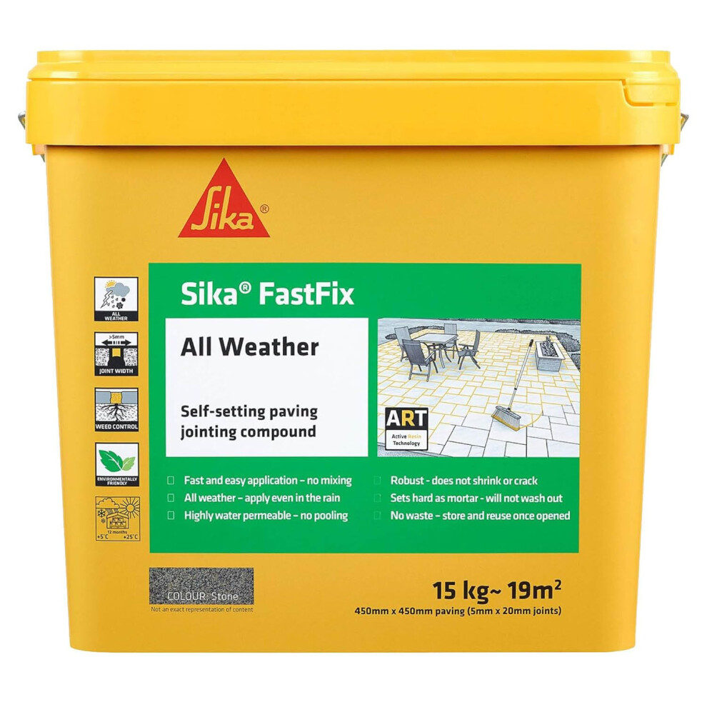 Sika FastFix All Weather Paving Joint Compound – Stone, 15kg, No Mixing Needed
