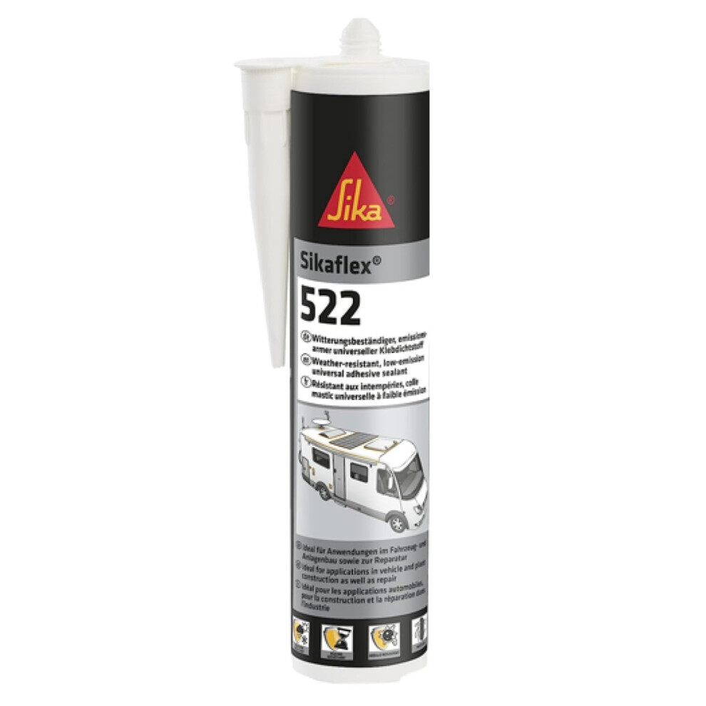 Sika Sikaflex-522 Adhesive Sealant – Caravan, Weatherproof, White, 300ml