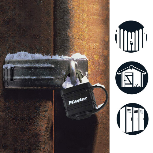 Master Lock Master Lock 7804EURD Laminated Padlock – Thermoplastic Covered Key Lock 7.8 x 4 x 2.9cm – Black 2