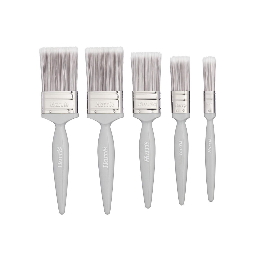 Harris Essentials Paint Brush Set – 5 Pack for Walls & Ceilings (0.5", 1", 1.5", 2", Grey Handle)